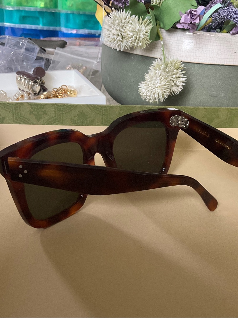 Celine Tortoiseshell Square Oversized Sunglasses — Brown - Picture 5 of 7